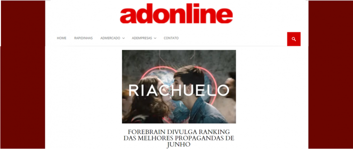 Clipping – AdOnline: Forebrain divulga ranking das melhores propagandas de Junho