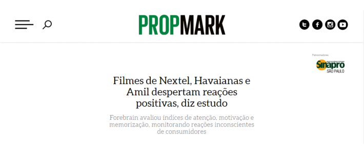 Clipping – PropMark: Filmes de Nextel, Havaianas e Amil despertam reações positivas, diz estudo