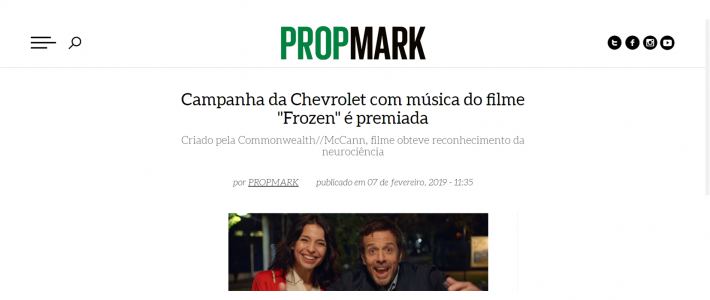 Clipping – PropMark: Campanha da Chevrolet com música do filme “Frozen” é premiada